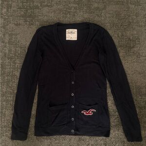 Vintage Hollister Women's Dark Blue Cardigan